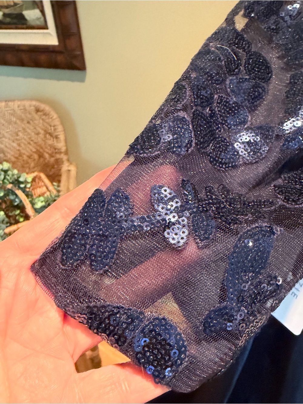 Azazie Elegant Navy Sequin Bodice Satin Evening Gown/Mother of the Bride Dress - Picture 10 of 16